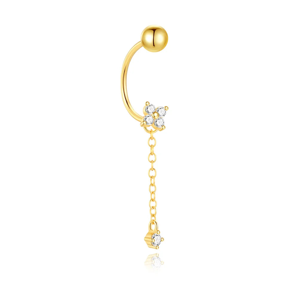 ROXI S925 Sterling Silver Petals Stud Earring Microinlaid Colorful Cubic Zirconia Chain Tassel Earrings For Women Dangle Earring