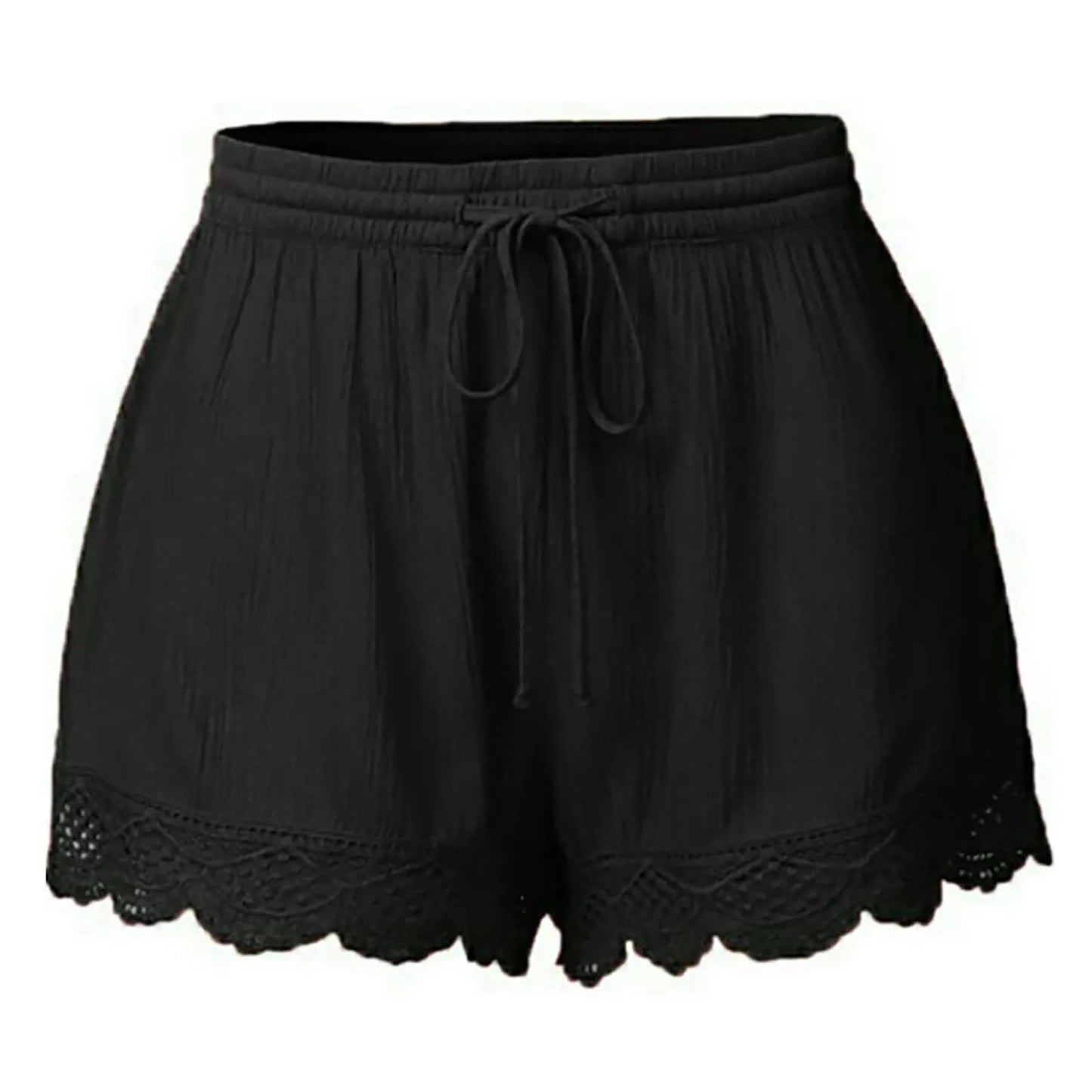 Shorts For Women Ruffle Hem Casual Shorts Plus Size Drawstring  Lace Shorts