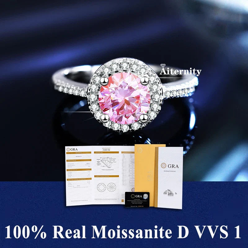 NEW 100% Real Moissanite Ring D VVS1 Pass Diamond Test Pen Adjustable Size S925 Sliver GRA Certificate Wedding Rings for Women