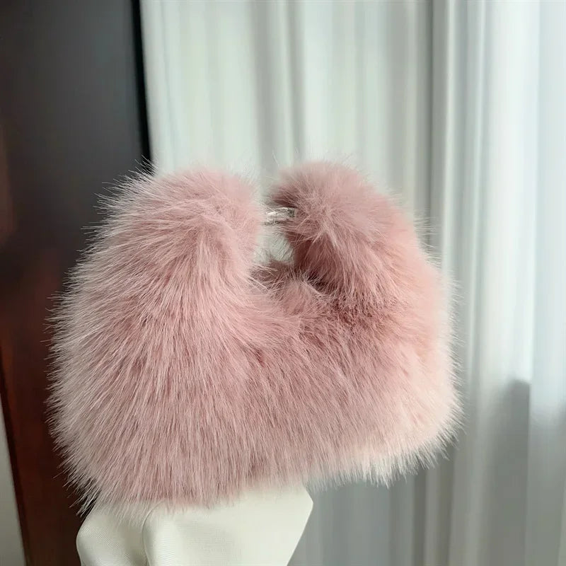 Ladies Shoulder Bags Soft Plush Female Evening Clutch Purse Handbags