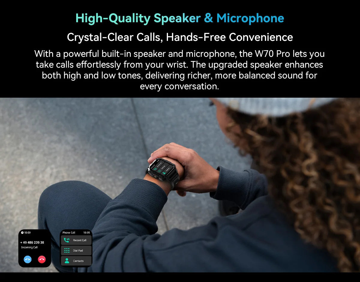 Blackview W70 Pro Sports Fitness Smart Watch 2.01 Screen Bluetooth Talking Watch LED Flashlight Outdoor Smart Watch With Compass