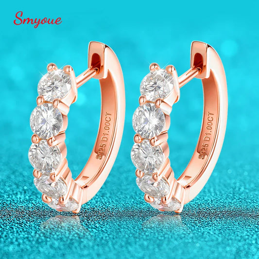 Smyoue Each 0.2CT 3.5mm Certified All Moissanite Hoop Earrings for Women Classic Sparkly Bridal Jewelry Pure 925 Plated 18K
