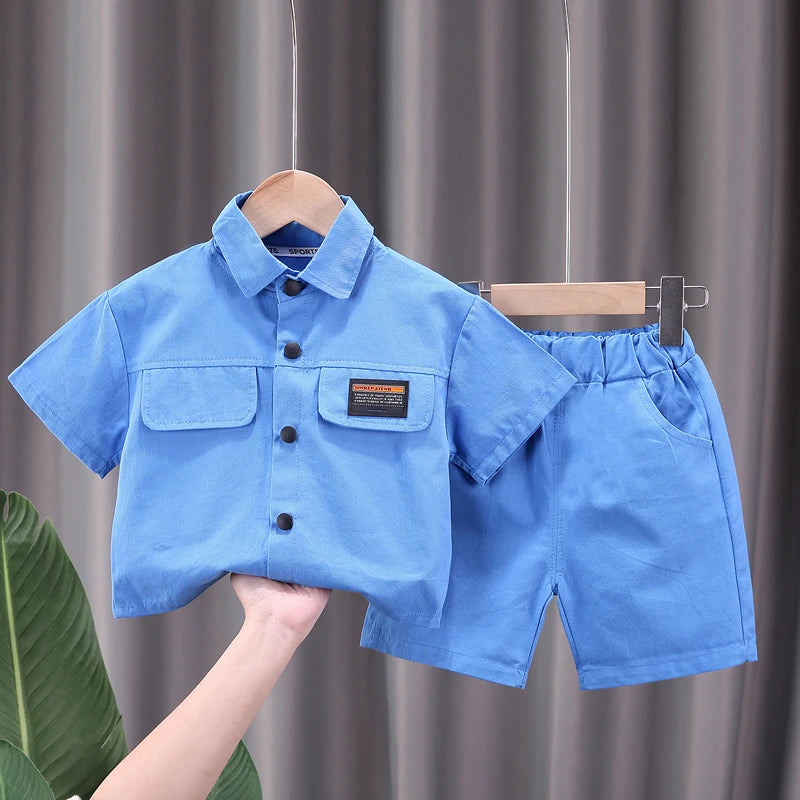 Children Boys Shirt Shorts 2Pcs/Sets New Summer Baby Clothes Suit Infant Outfits Toddler Casual Cotton Costume Kids Tracksuits