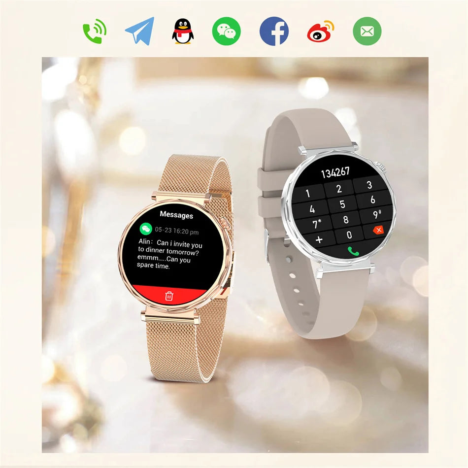 Fashion Women's Smart Watch AMOLED HD Screen Health Monitoring GPS Sports Track Watch Bluetooth Call Smartwatch Android IOS