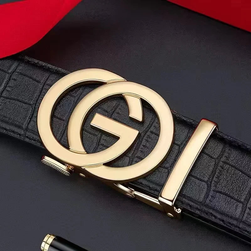 New genuine leather fashionable printed men's belt trend business versatile jeans belt for men