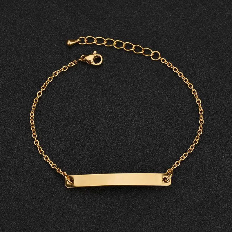 Punk Man Bracelets Hip Pop Gold Color Stainless Steel Thick Hand Chain Blank Bar Couple Men Women Family Jewelry Birthday Gift