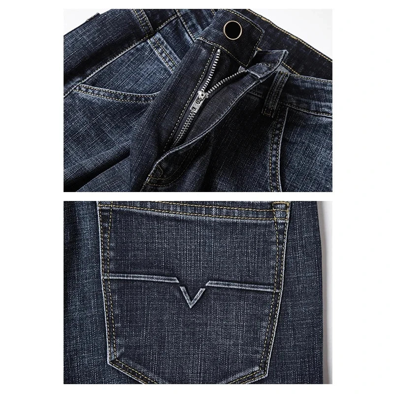 Men's Spring Straight Jeans Baggy Soft Stretch Casual Business Brand Male Clothes