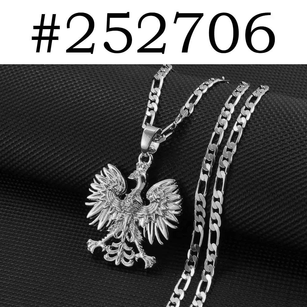 Anniyo Poland Symbol Eagle Pendant Necklaces for Women Men,Polska Poles Jewelry #252706