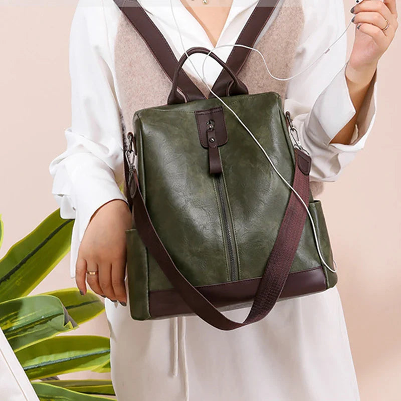 Female Backpack Multifunction PU Leather School Bag Women Shoulder Bag Travel Back Pack Mochila Feminina