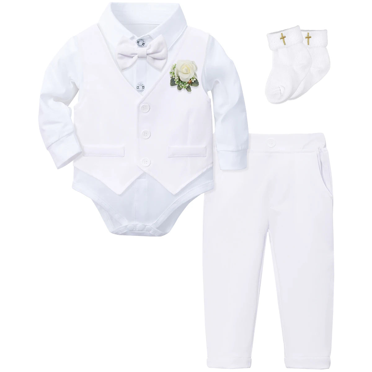 Outfit Boy Infant Baby Church Christening Suit Toddler White Blessing Set Newborn Easter Birthday Party Gift Clothes