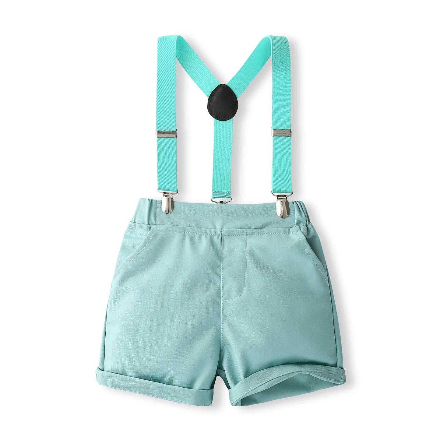 1-5Y Baby Boys Gentleman Outfit Stripe Print Short Sleeve Shirts +Bow Tie + Suspender Shorts Sets Kids Summer Clothes