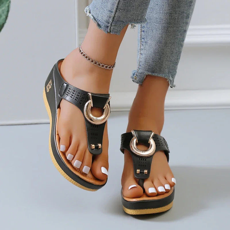 2023 Summer Women's Sandals Rome Wedges Slippers Causal Platform Beach Shoes Plus Size 42 Flip Flops Comfortable Ladies Slides