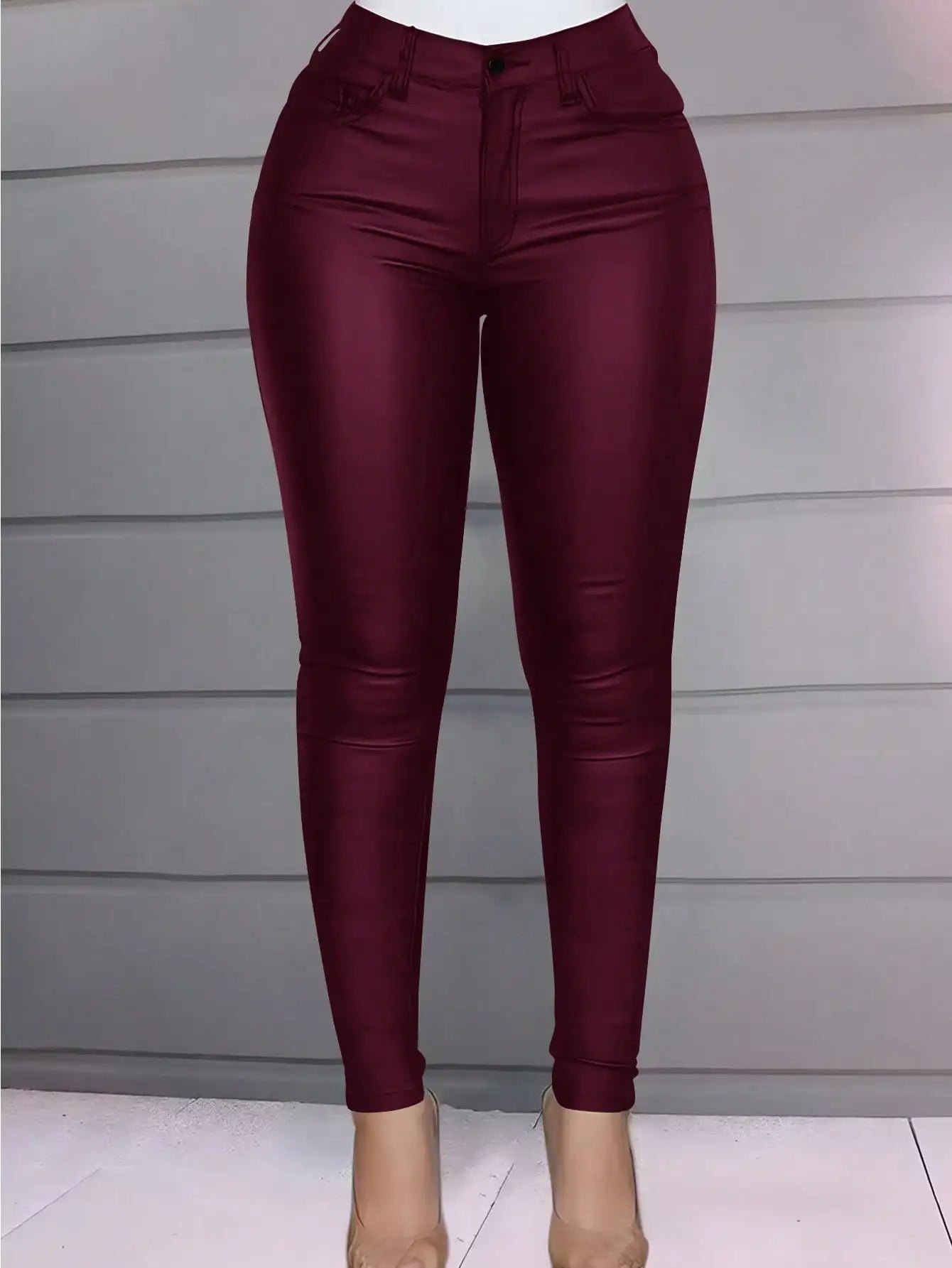Women Trendy Rave High Waist Stretchy Thermal Lined Slant Pocket trousers