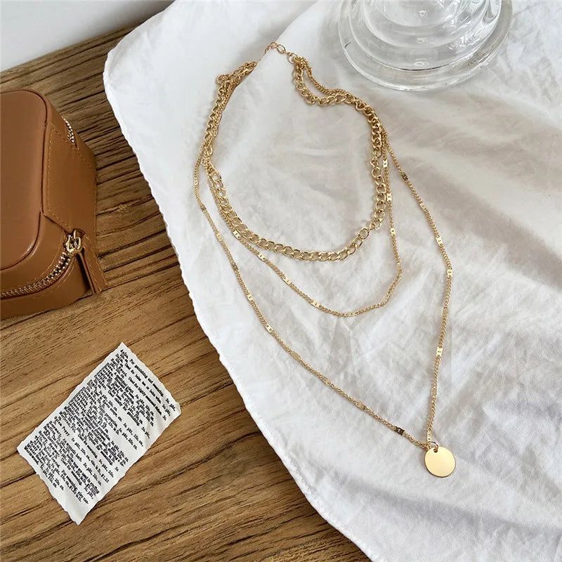Vintage Necklace on Neck Chain Women's Jewelry Layered Accessories for Girls