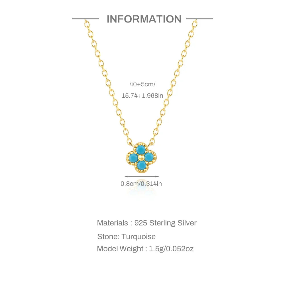 ROXI 100% 925 Sterling Silver Turquoise Crystal Petal Patter Pendant Necklaces For Women Delicate Wedding Jewelry Collar Mujer
