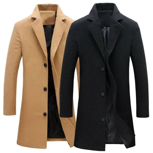 Single Breasted Lapel Long Coat Jacket Fashion Autumn Winter Casual Overcoat