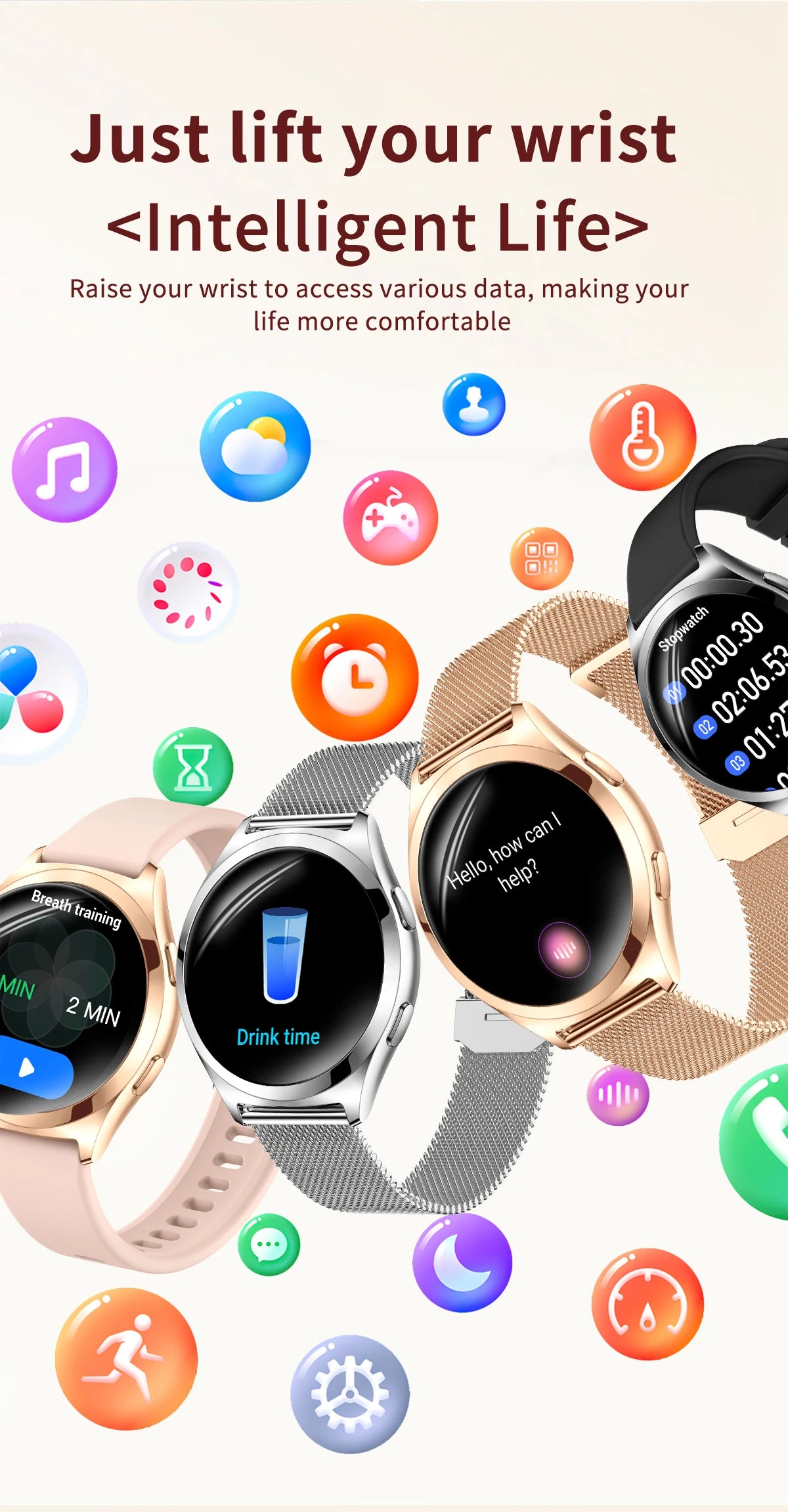 LIGE Luxury 1.27" HD Screen Smart Watch Women Waterproof Bluetooth Call Women’s Bracelet Sports Health Monitor Ladies Smartwatch