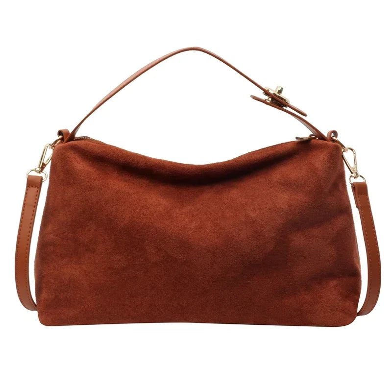 Fashion Zipper Suede Simplicity Shoulder and Crossbody Bags Solid