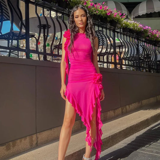 Evening wear Dresses: Dresses Women Flower Sleeveless Elegant Club Party