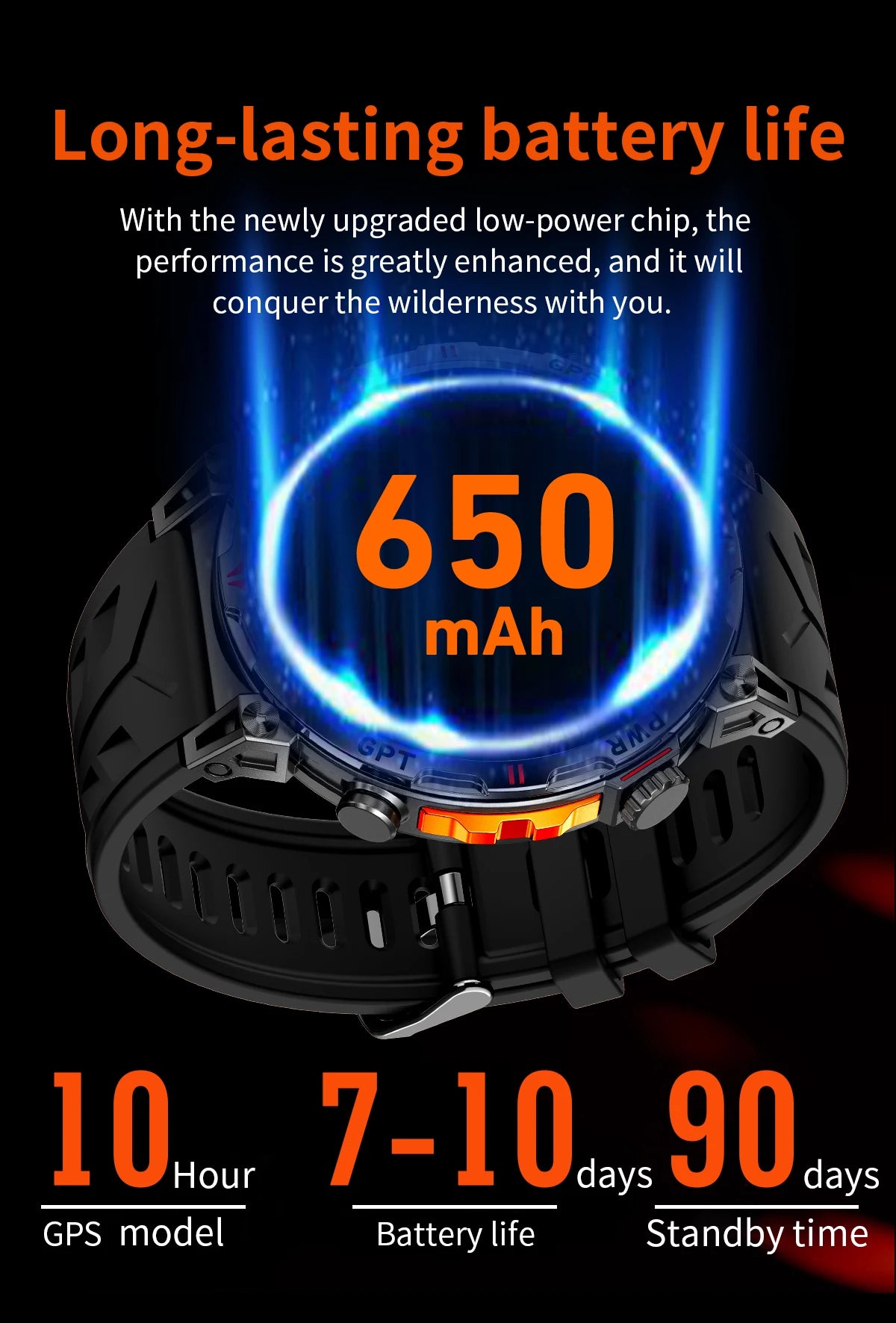 2025New Military GPS Sport Smartwatch Men 650mAh AMOLED Screen Compass Altimeter 10ATM Waterproof Heart Rate Wireless Call Clock
