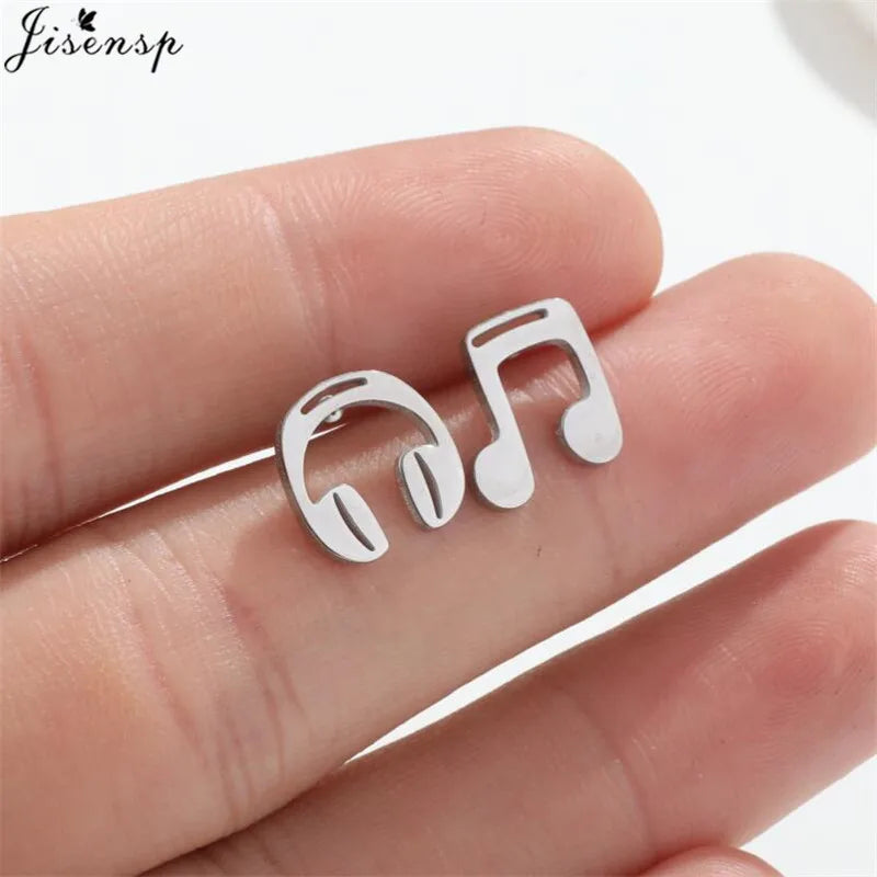 Mini Stainless Steel Earings Fashion Jewelry Cute Heart Music Leaf Bunny Sun Stud Earrings for Women Lion Ear Studs Pendientes