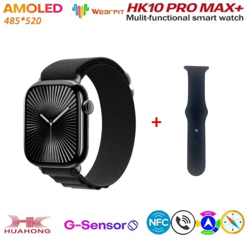 HK10 Pro Max  AMOLED Smart Watch Men WiFi Bluetooth Call ChatGPT Compass G-Sensor Photo Album Sport Smartwatch for Android IOS