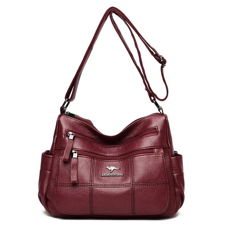 Soft Leather Handbags Women Bags Designer 3 Layers Shoulder Crossbody