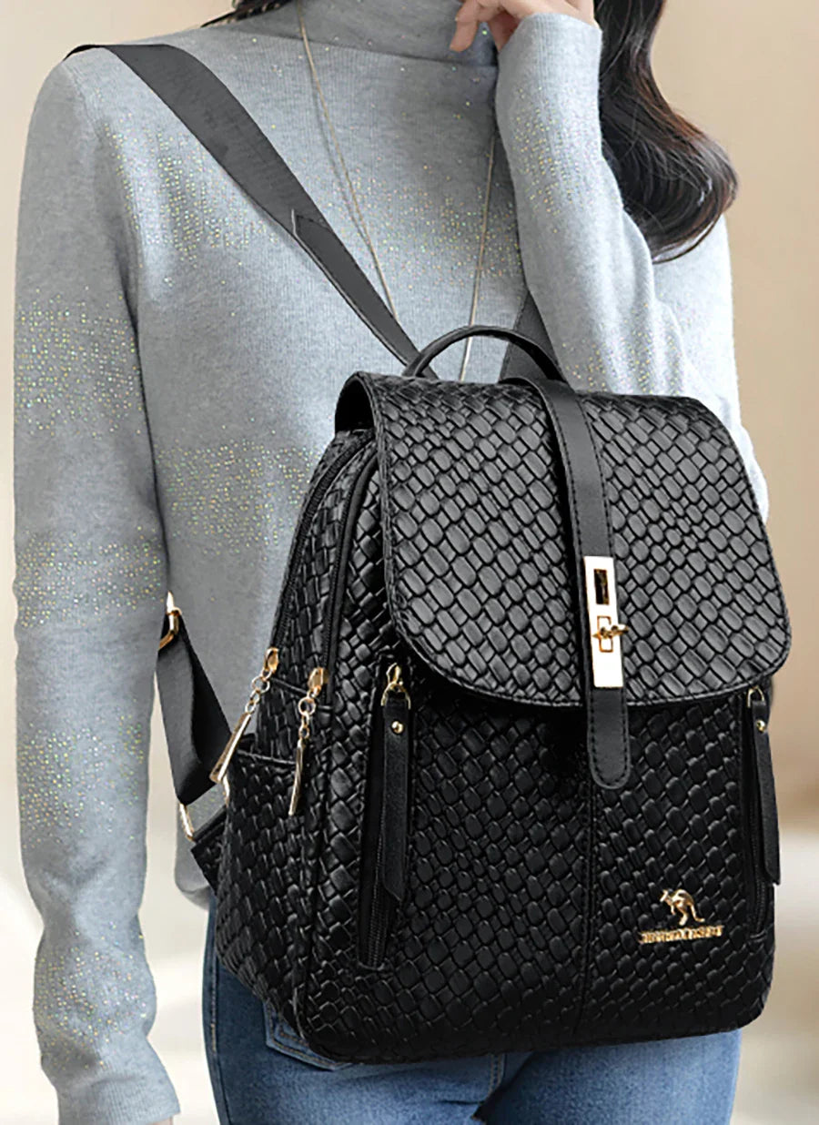 Luxury Women Leather Backpacks for Girls Sac A Dos Casual Daypack Black Vintage Backpack School Bags for Girls Mochila Rucksack