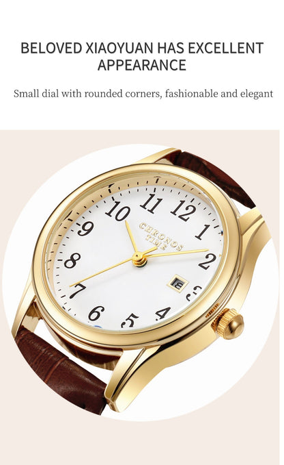 CHRONOS Luxury Watch For Woman High Quality Ladies Quartz Watch Waterproof Date Leather Women Watches reloj+box