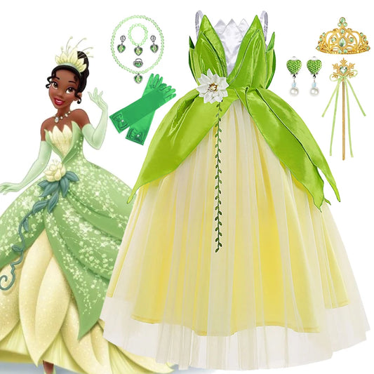 Disney The Princess and the Frog Cosplay Costume for Girls Fancy Tiana Princess Dress