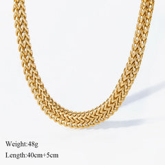 Stainless Steel Gold Color Thick Chain Choker Necklace Bracelet for Women Fashion