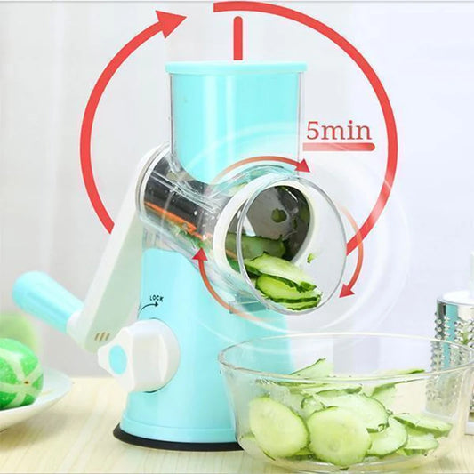 3-in-1 Manual Rotation Vegetable Fruit Slicer Round Cutter Potato Grater Spiralizer