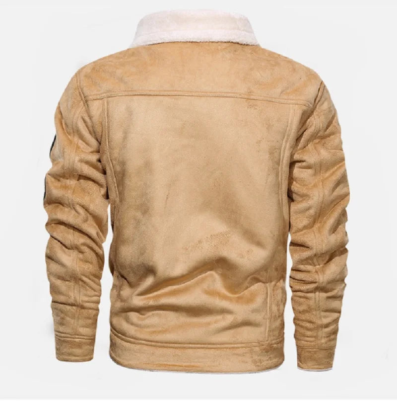 Autumn Winter Coat Men Jacket Vintage Solid Turn-Down Collar Outdoor Training
