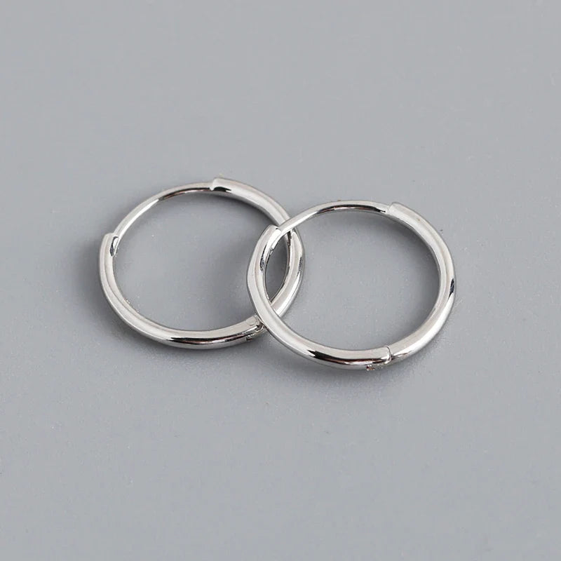 WANTME 925 Sterling Silver Minimalist Glossy Circle Hoop Earrings for Women Fashion Simple Ear Bone Piercing Jewelry Accessories