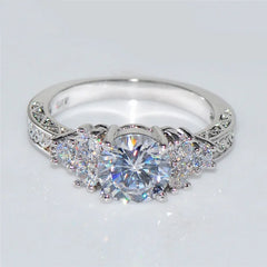 Exquisite Fashion Silver Color Engagement Rings for Women Fashion White Zircon Stones