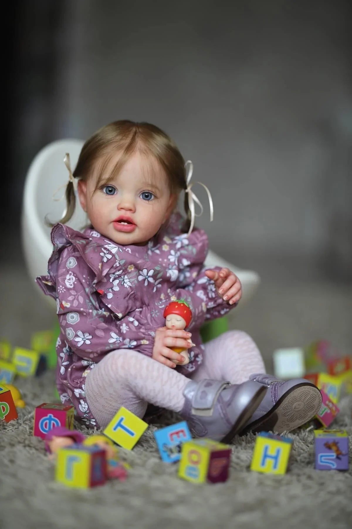 NPK 24Inch Newborn Baby Toddler Doll Reborn Lottie Princess Girl Lifelike Soft Touch 3D Skin Art Doll with Hand Rooted Hair