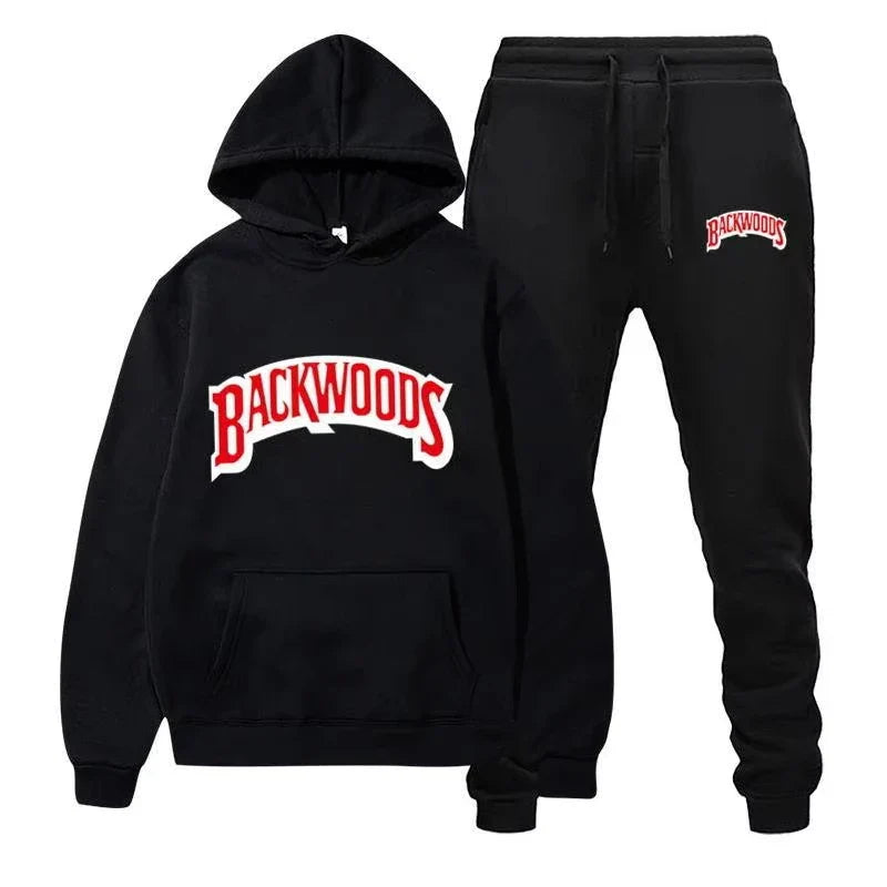 Winter Hoodie Sets Men Fashion Fleece Red Hoodies Black Brand Pants Casual Jogger Suit Tracksuit Sweatshirt Woman Pullover