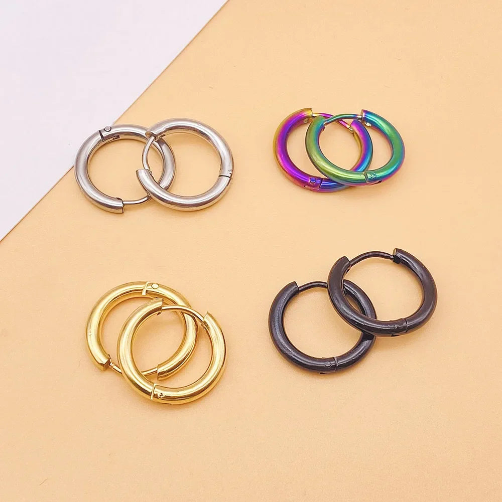 2022 New Simple Stainless Steel Small Hoop Earrings for Women Men Cartilage Ear Piercing Jewelry Pendientes Hombre Mujer