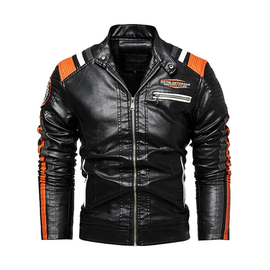 Mens Vintage Motorcycle Jacket Men Fashion Biker Leather Jacket Male