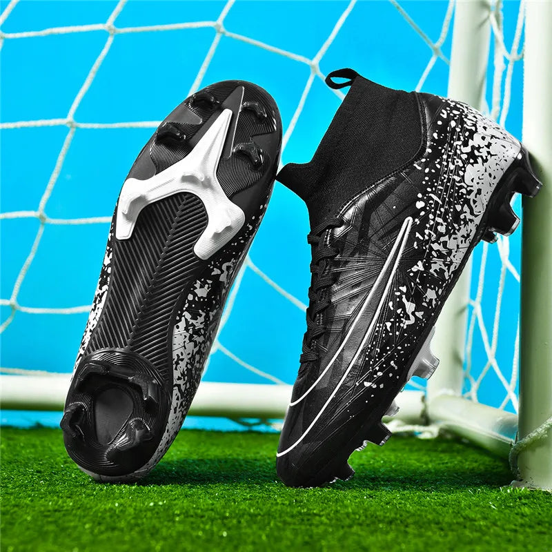 Men Soccer Shoes TF/FG High Ankle Training Cleats Professional Football Boots