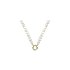 French Elegant Micro Set Zircon Round Buckle Imitation Pearl Beaded Necklace