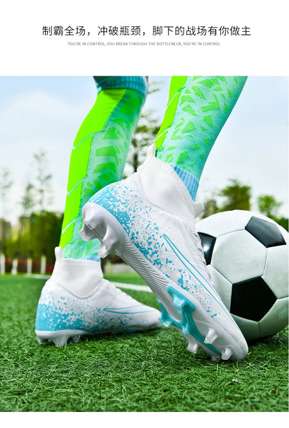 Men Soccer Shoes TF/FG High Ankle Training Cleats Professional Football Boots