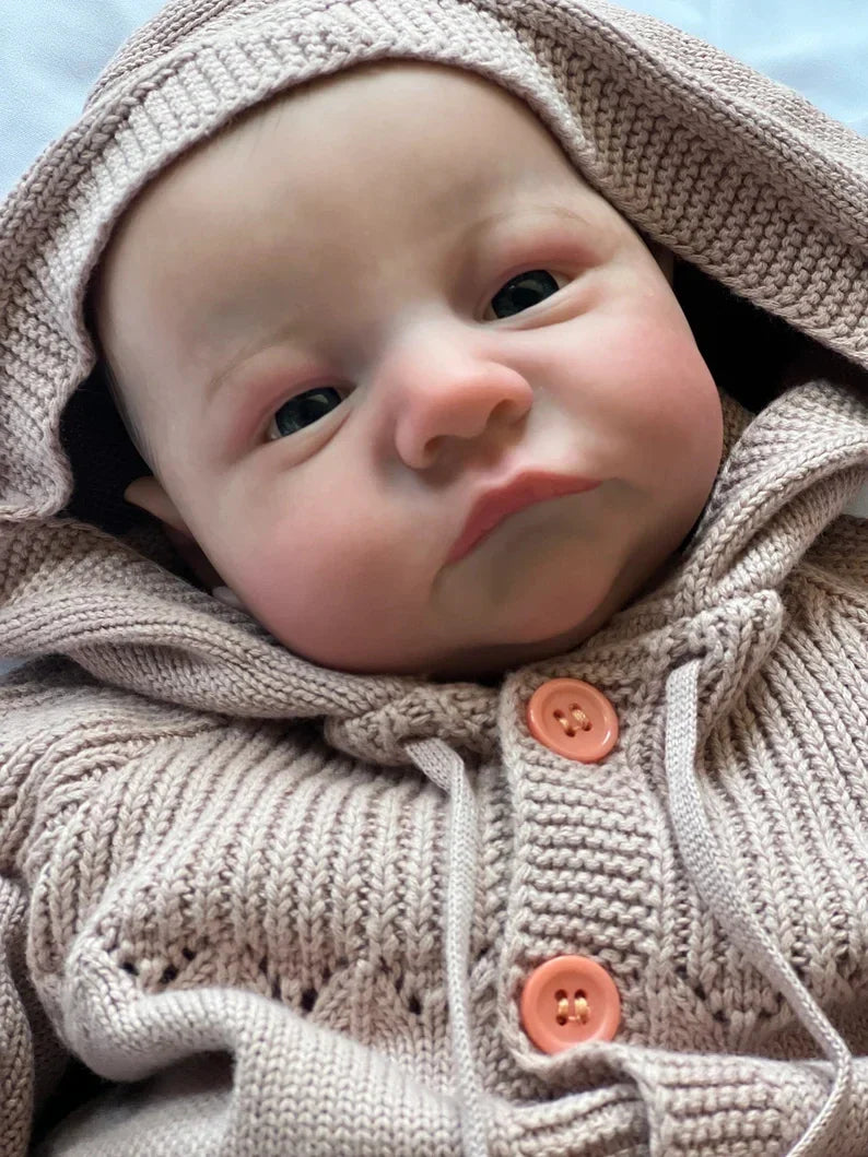 NPK 19inch Already Painted Finished Reborn Baby Doll Levi Awake Newborn Baby Size 3D Skin Visible Veins Collectible Art Doll