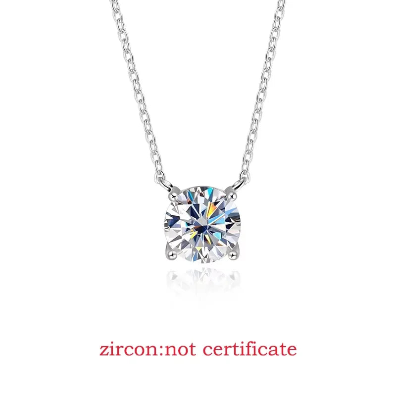 Smyoue White Gold Plated 1-10CT Moissanite Necklace for Women Classic Four Claws Pendant Wedding Jewelry 925 Sterling Silver
