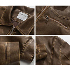 American Vintage Washed Leather Jacket for Men's Autumn Niche High-end Motorcycle