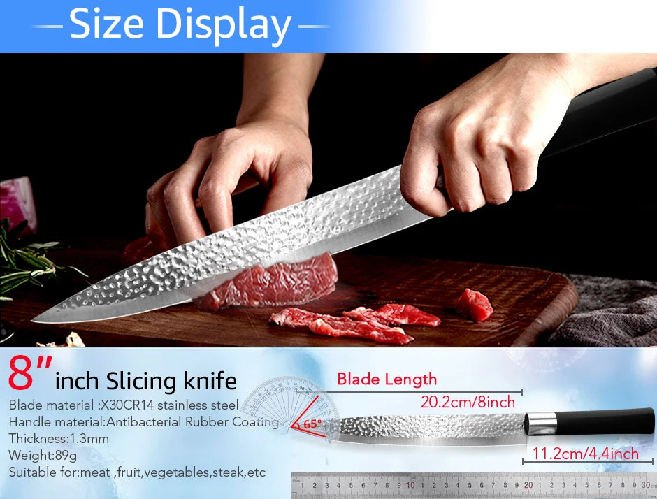 Kitchen Knife Chef Bread Slicer Utility Santoku 7CR17 440C Stainless Steel Non Stick
