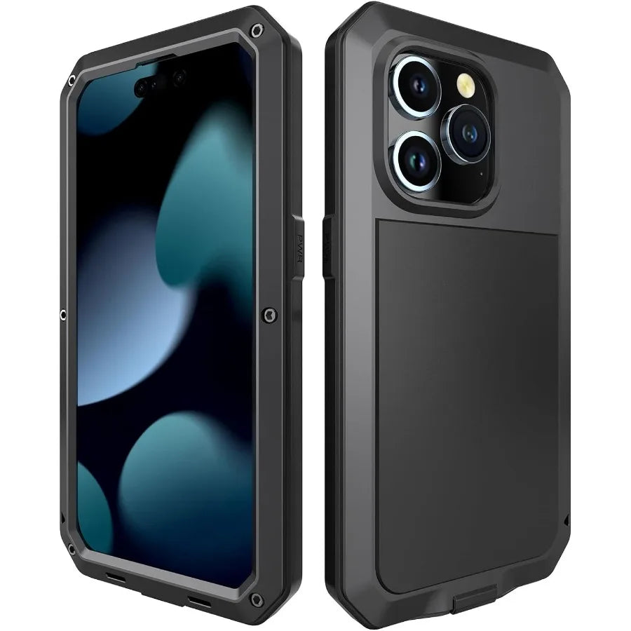For iPhone 17 16 15 14 13 12 11 Pro XS Max 8 7 360 Full Body Protection Aluminum Metal Case Heavy Armor Cover Screen Protector