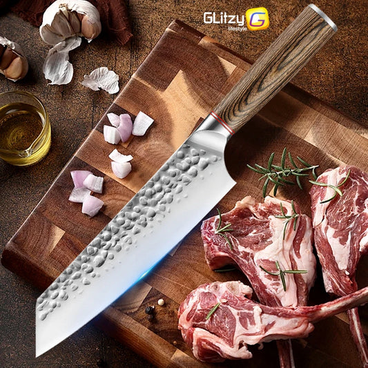 Kitchen Knife Stainless Steel Japanese Chef Knife Full Tang Forged Cleaver Butcher Knife
