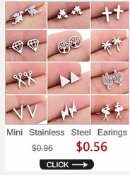 Mini Stainless Steel Earings Fashion Jewelry Cute Heart Music Leaf Bunny Sun Stud Earrings for Women Lion Ear Studs Pendientes