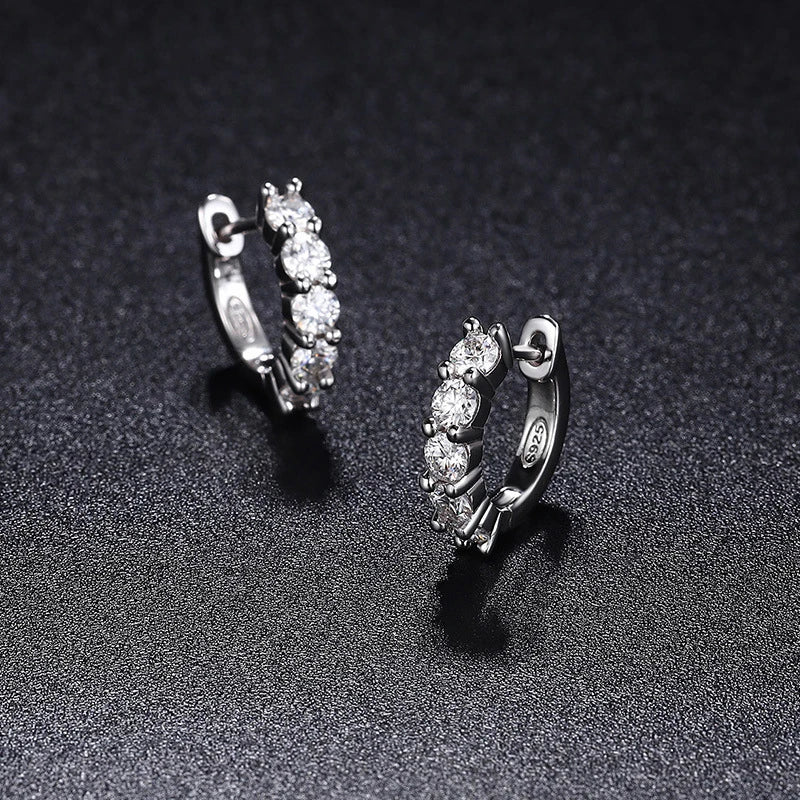 NeeTim 3mm D Color Moissanite Earrings 925 Sterling Silver Plated White Gold Hoop Earring for Women Wedding Party Fine Jewelry